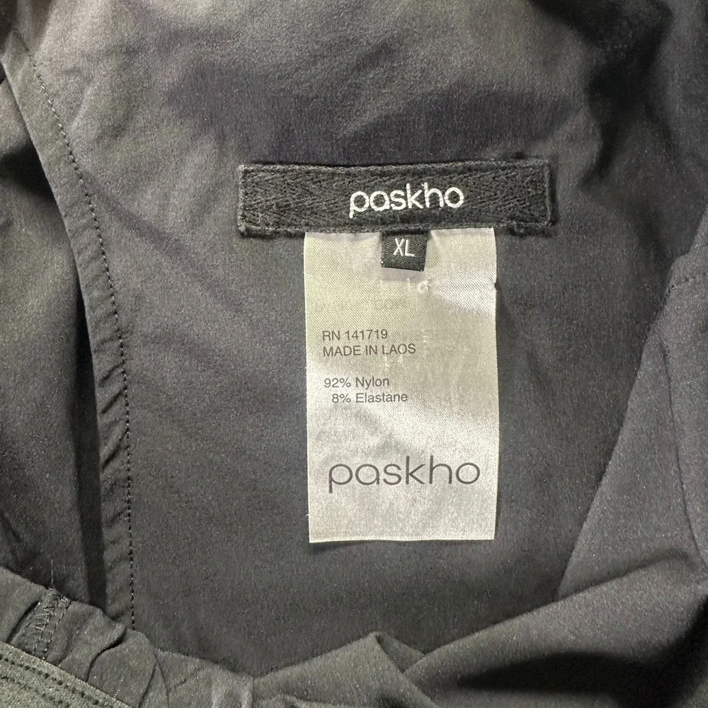 Paskho Pant Mens XL Black Nylon Windbreaker Straight Hiking Gorpcore Stretch